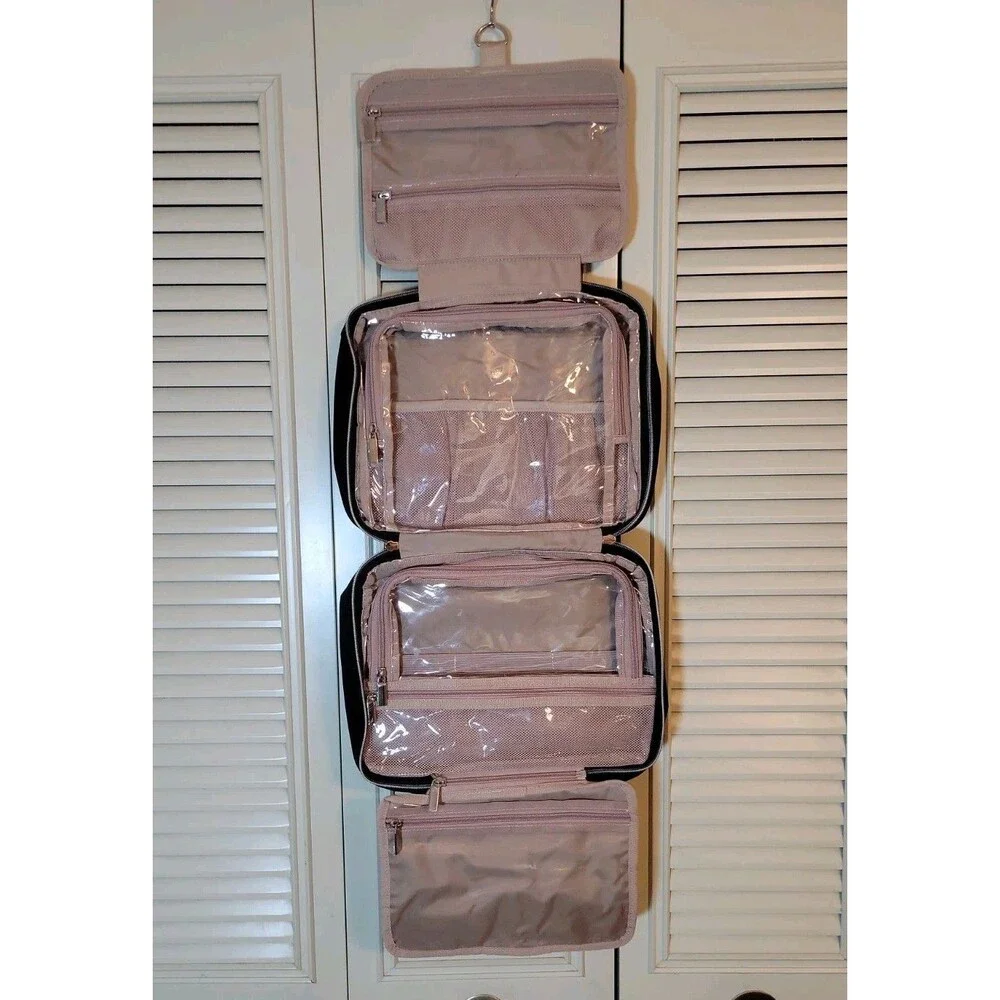 Black Travel Toiletry Bag Hanging Makeup Organizer Cosmetic Case 12